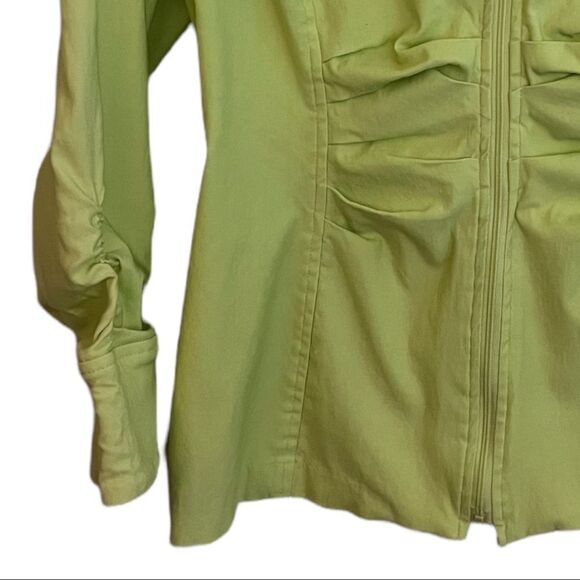 TRIBAL pastel Lime green stretch gathered/ruched front zip jacket Sz 8 EUC - Picture 3 of 12